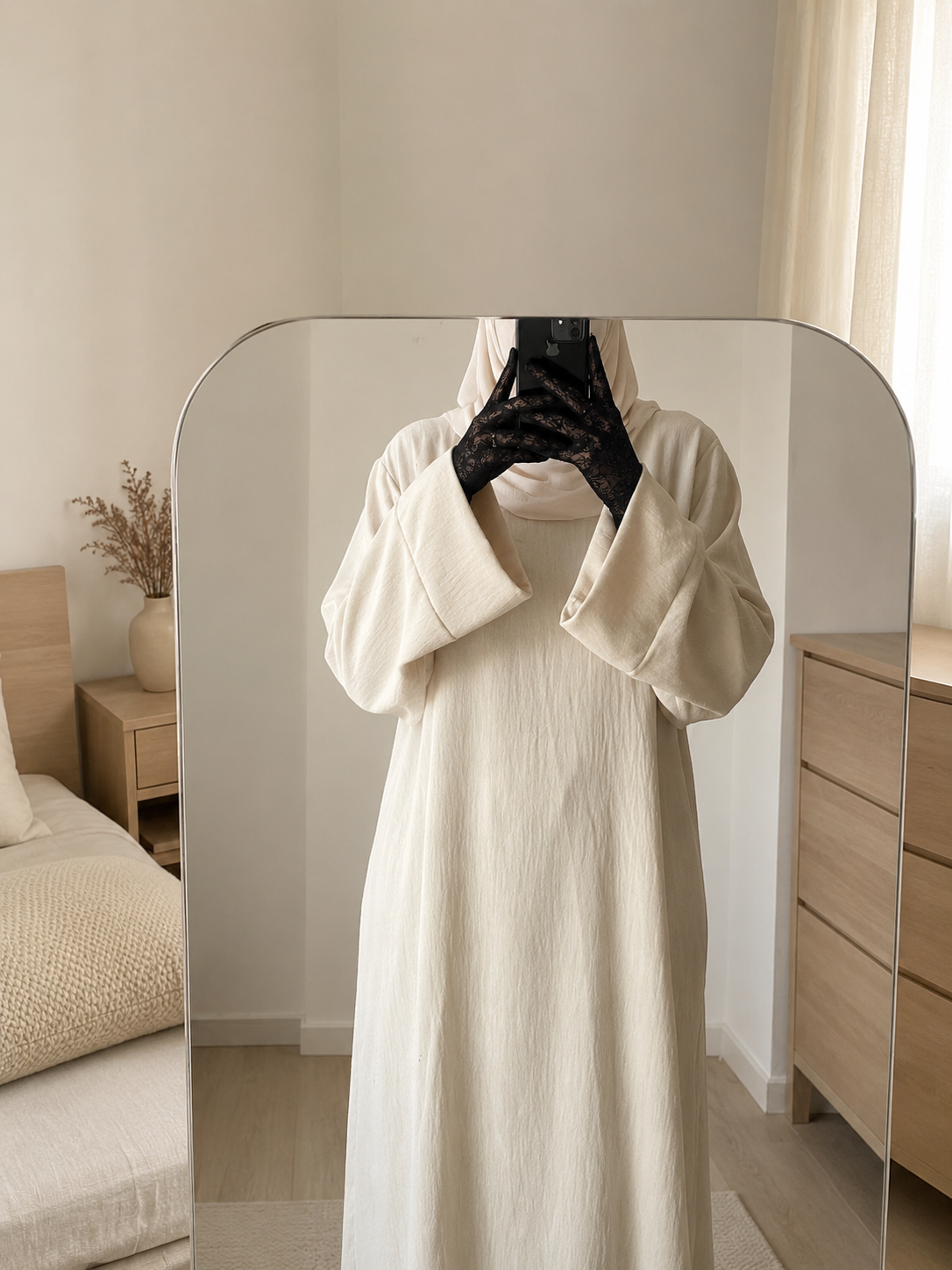 Abaya à manches carrées en tissu jazz – Safa