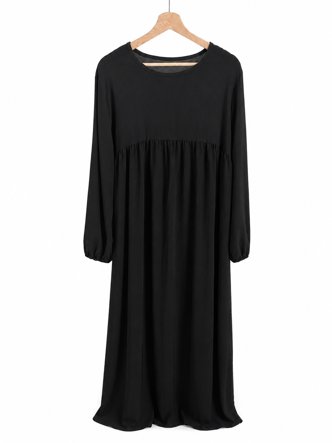 Abaya froncée à manches ballon en tissu jazz – Naïla