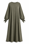 Abaya à manches ballon et nœuds en soie de Médine – Rania