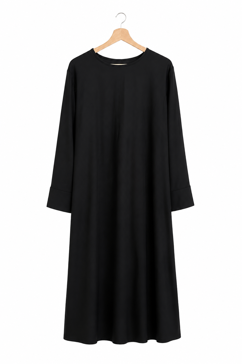 Abaya noire à manches carrées en soie de Médine – Lina