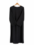Abaya noire à manches carrées en soie de Médine – Lina