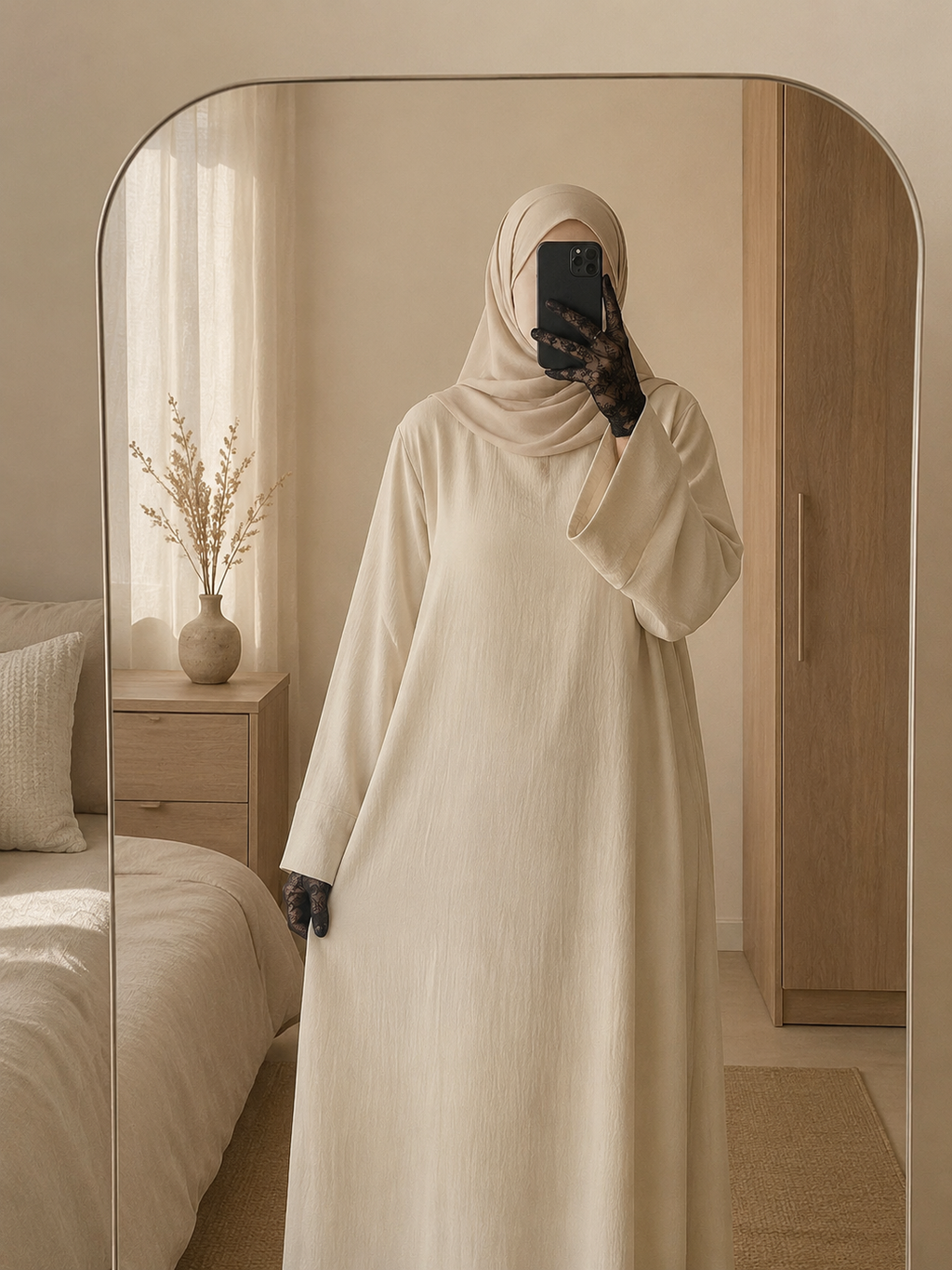 Abaya à manches carrées en tissu jazz – Safa