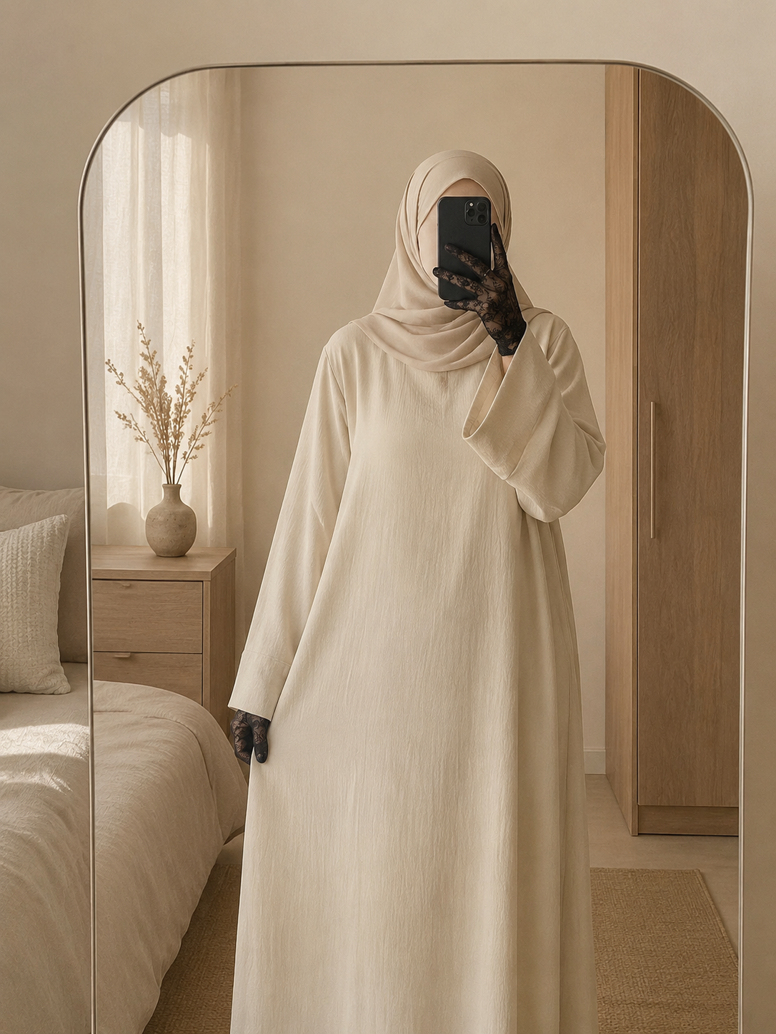 Abaya à manches carrées en tissu jazz – Safa