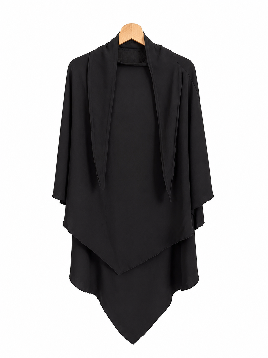 Khimar long noir en soie de Médine – Layla