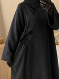 Abaya croisée effet lin avec nœud – Safiya