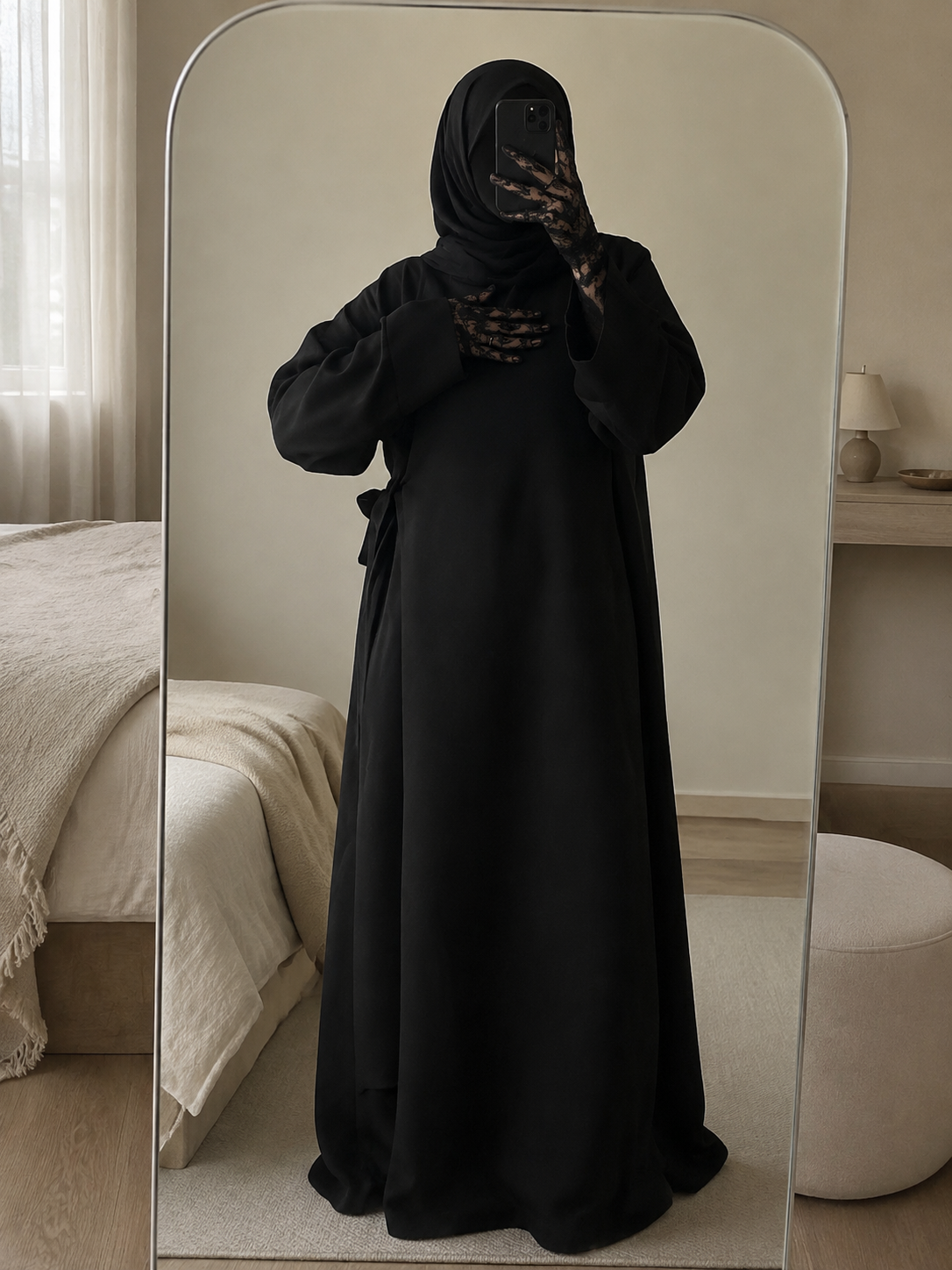 Abaya croisée effet lin avec nœud – Safiya