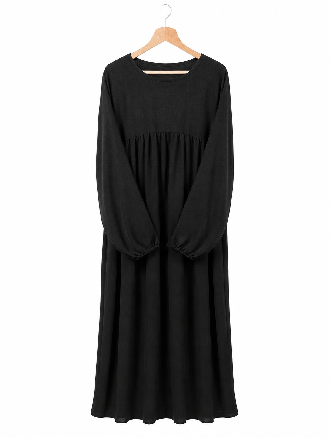 Abaya froncée à manches ballon en tissu jazz – Naïla