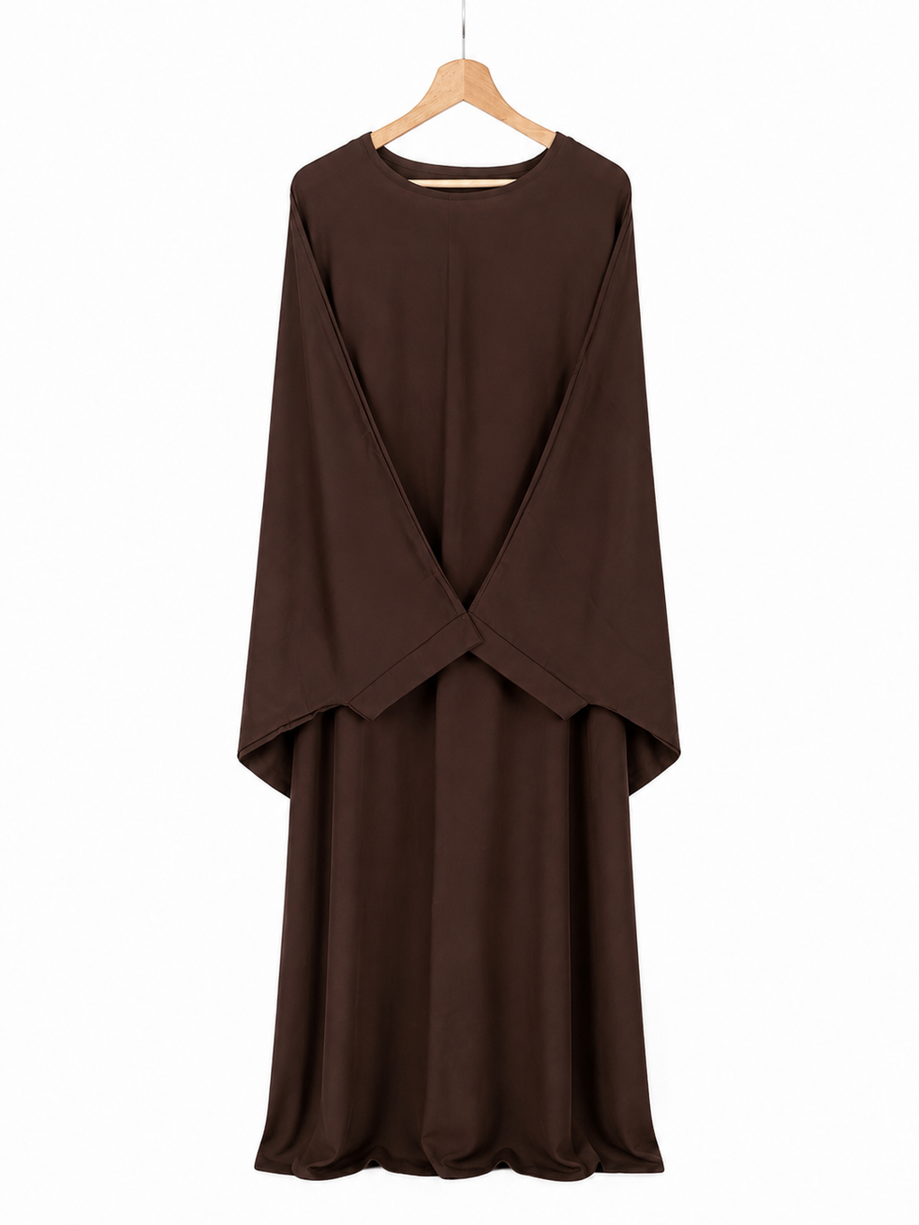 Abaya à manches papillon en soie de Médine chocolat – Amira