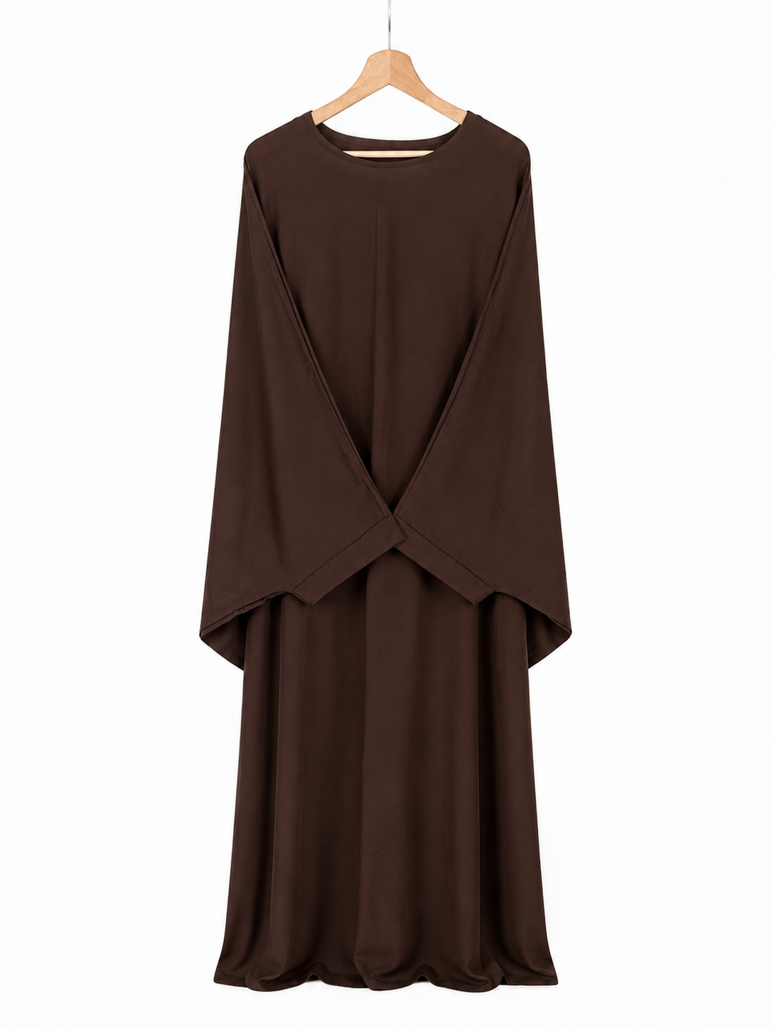 Abaya à manches papillon en soie de Médine chocolat – Amira