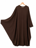 Abaya à manches papillon en soie de Médine chocolat – Amira