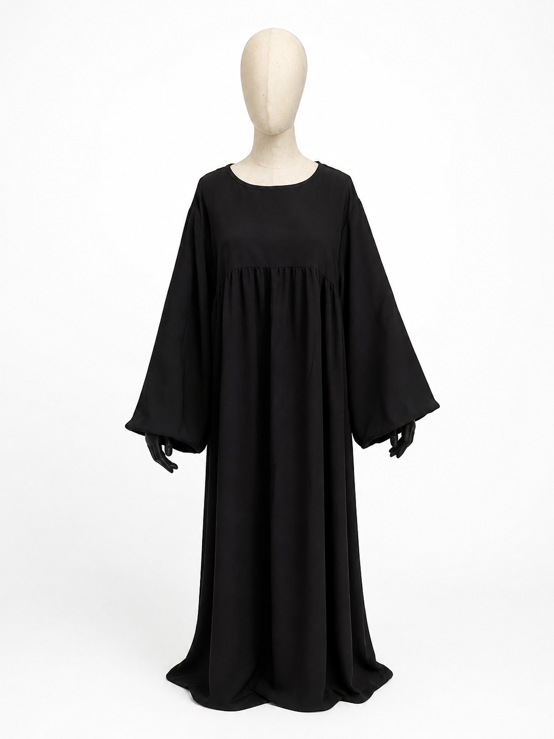Abaya froncée à manches ballon en tissu jazz – Naïla